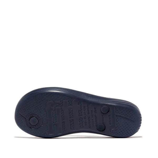 FitFlop E54-399 Iquishion Ladies Midnight Navy T-bar Sandals, with textured sole and cushioned footbed, stylish and comfortable for women.