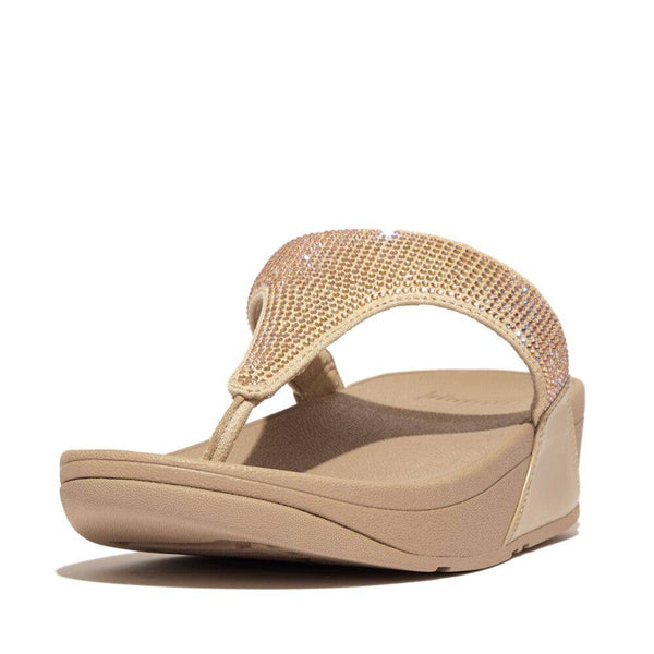FitFlop EC5-A94 Lulu Crystal Ladies Latte Beige Toe Post Sandals-elevate your sole