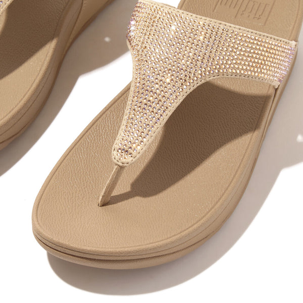 FitFlop EC5-A94 Lulu Crystal Ladies Latte Beige Toe Post Sandals-elevate your sole