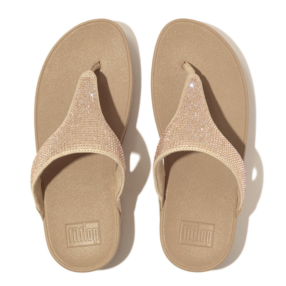 FitFlop EC5-A94 Lulu Crystal Ladies Latte Beige Toe Post Sandals-elevate your sole