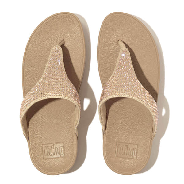 FitFlop EC5-A94 Lulu Crystal Ladies Latte Beige Toe Post Sandals-elevate your sole