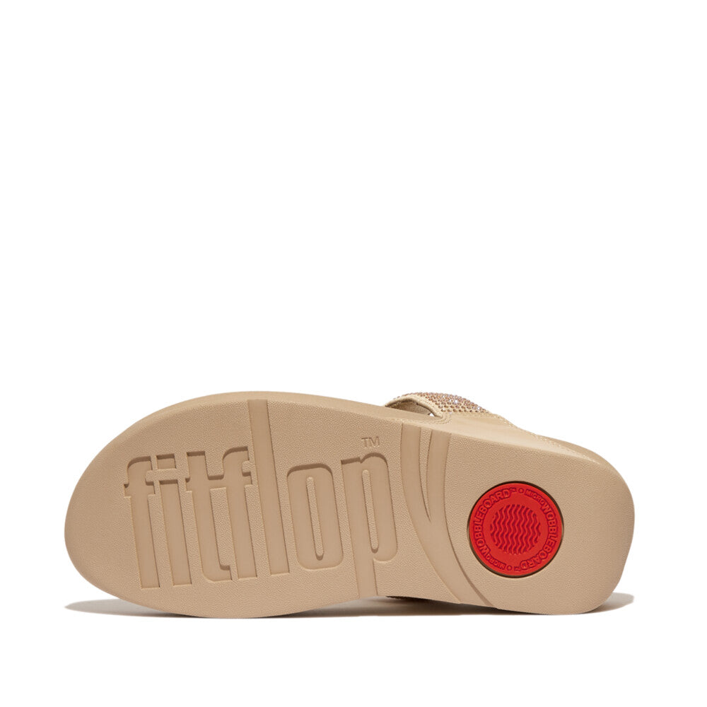 FitFlop EC5-A94 Lulu Crystal Ladies Latte Beige Toe Post Sandals-elevate your sole