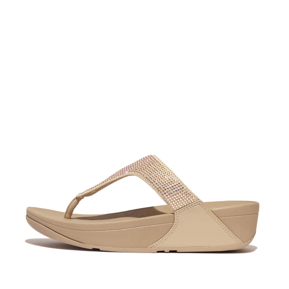 FitFlop EC5-A94 Lulu Crystal Ladies Latte Beige Toe Post Sandals-elevate your sole