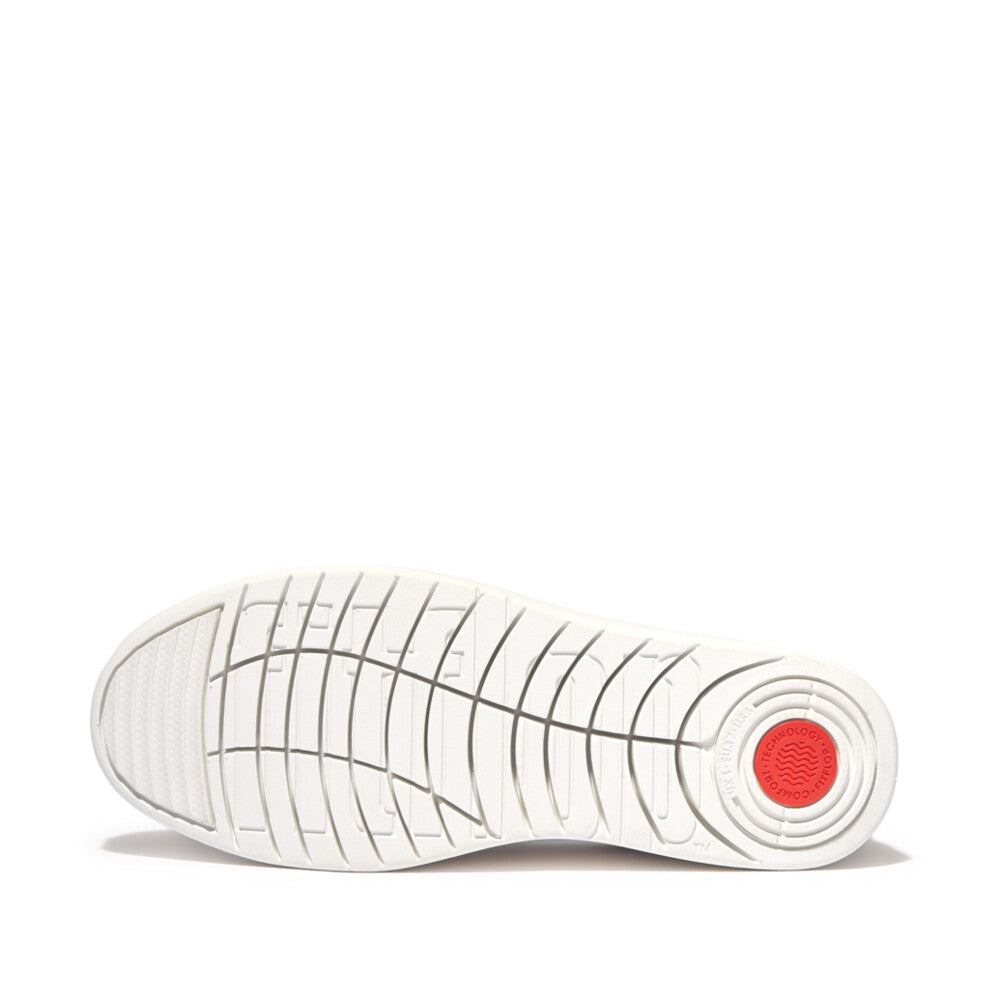 FitFlop FQ1-A57 Rally Leather And Suede Panel Ladies White & Paris Grey Leather & Suede Arch Support Lace Up Trainers-elevate your sole