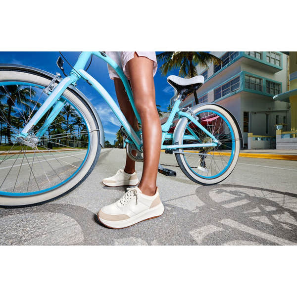 FitFlop FR1-194 F-Mode Ladies Urban White Leather & Textile Lace Up Trainers-elevate your sole