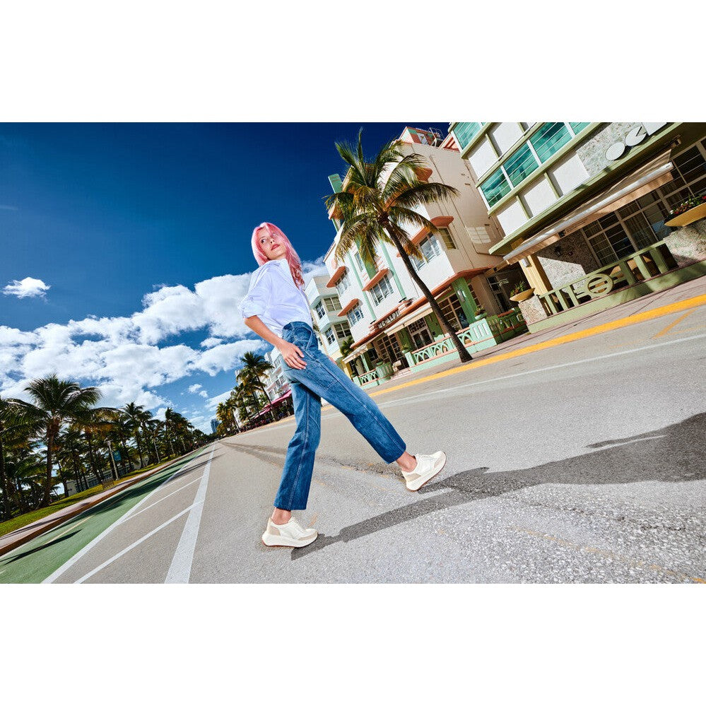FitFlop FR1-194 F-Mode Ladies Urban White Leather & Textile Lace Up Trainers-elevate your sole