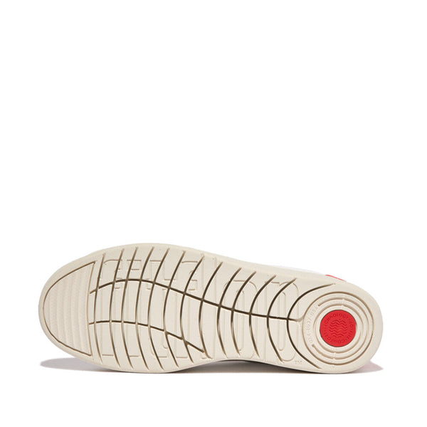 FitFlop FV9-A56 Rally Neon-Pop Ladies White & Orange Leather Arch Support Lace Up Trainers-elevate your sole