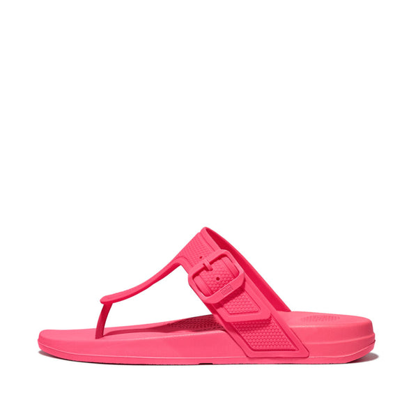 FitFlop GB3-A38 Iqushion Adjustable Buckle Ladies Pop Pink PU Arch Support Toe-Post Beach & Pool Shoes-elevate your sole