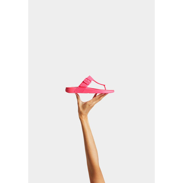 FitFlop GB3-A38 Iqushion Adjustable Buckle Ladies Pop Pink PU Arch Support Toe-Post Beach & Pool Shoes-elevate your sole