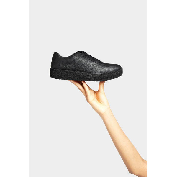 FitFlop GL9-090 Rally Tumbled Ladies All Black Leather Lace Up Trainers-elevate your sole