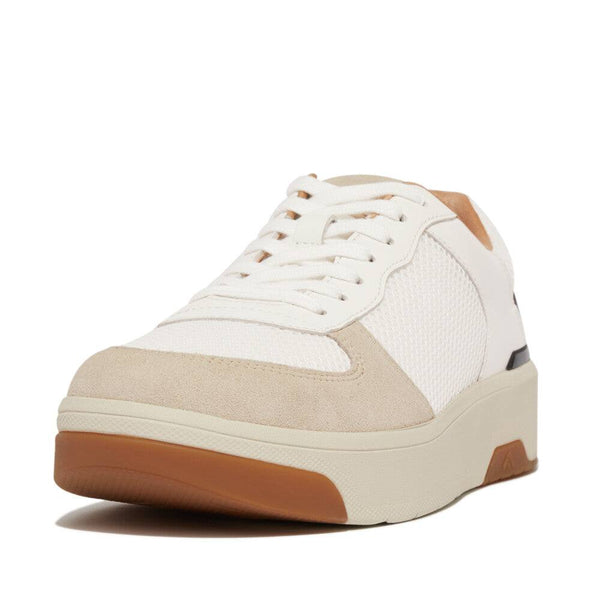 FitFlop HE6-328 Rally Evo Ladies Urban White & Black Suede Lace Up Trainers-elevate your sole