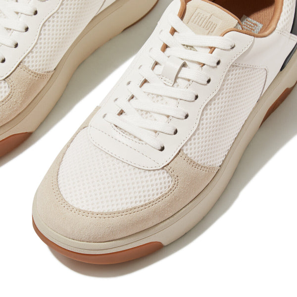 FitFlop HE6-328 Rally Evo Ladies Urban White & Black Suede Lace Up Trainers-elevate your sole