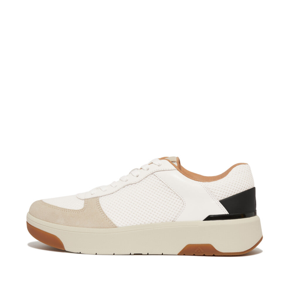 FitFlop HE6-328 Rally Evo Ladies Urban White & Black Suede Lace Up Trainers-elevate your sole