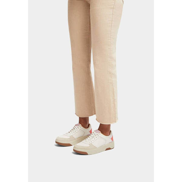 FitFlop HE6-B23 Rally Evo Ladies White/Lilac/Coral Suede Lace Up Trainers-elevate your sole