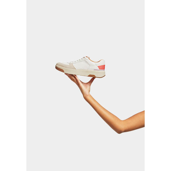 FitFlop HE6-B23 Rally Evo Ladies White/Lilac/Coral Suede Lace Up Trainers-elevate your sole