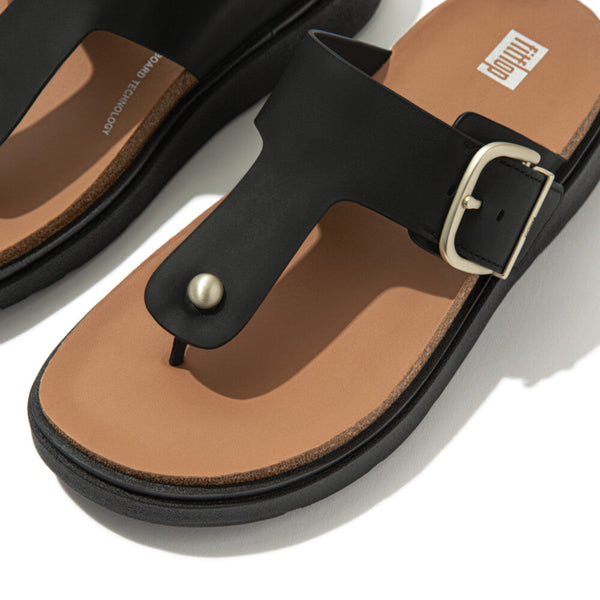 FitFlop HE7-001 Gen-FF Ladies Black Leather Buckle Sandals-elevate your sole