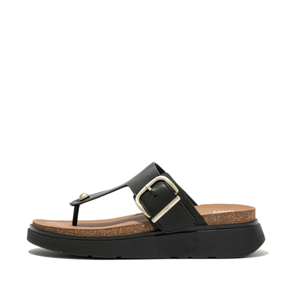 FitFlop HE7-001 Gen-FF Ladies Black Leather Buckle Sandals-elevate your sole