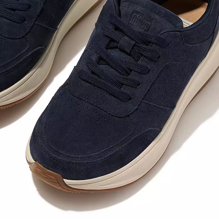 FitFlop HO7-399 F-Mode Flatform Ladies Midnight Navy Suede Lace Up Trainers-elevate your sole