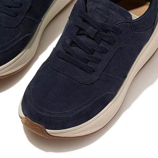 FitFlop HO7-399 F-Mode Flatform Ladies Midnight Navy Suede Lace Up Trainers-elevate your sole