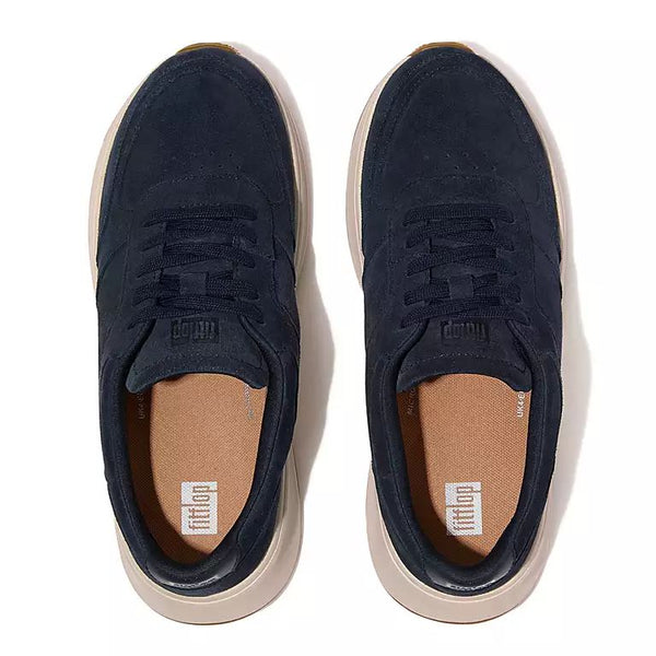 FitFlop HO7-399 F-Mode Flatform Ladies Midnight Navy Suede Lace Up Trainers-elevate your sole