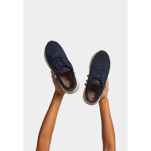 FitFlop HO7-399 F-Mode Flatform Ladies Midnight Navy Suede Lace Up Trainers-elevate your sole