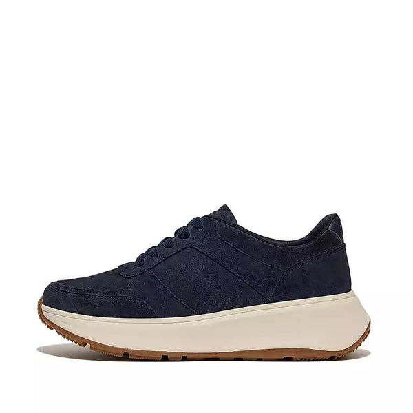 FitFlop HO7-399 F-Mode Flatform Ladies Midnight Navy Suede Lace Up Trainers-elevate your sole