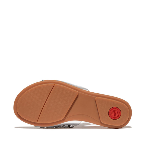 FitFlop HQ6-011 Gracie Jewel-Deluxe Ladies Silver Leather Slider Sandals-elevate your sole