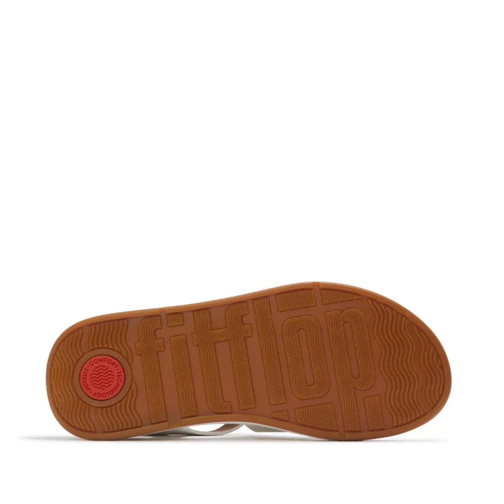 FitFlop HV1-194 F-Mode leather platform sandals with white leather straps and buckle, cushioned sole, urban style.