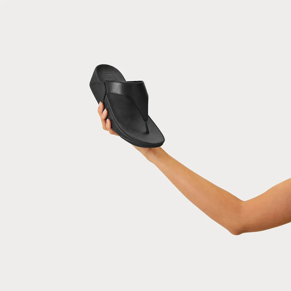 FitFlop I88-001 Lulu Leather Ladies Black Leather Arch Support Toe-Post Sandals-elevate your sole