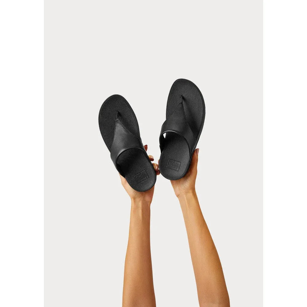 FitFlop I88-001 Lulu Leather Ladies Black Leather Arch Support Toe-Post Sandals-elevate your sole