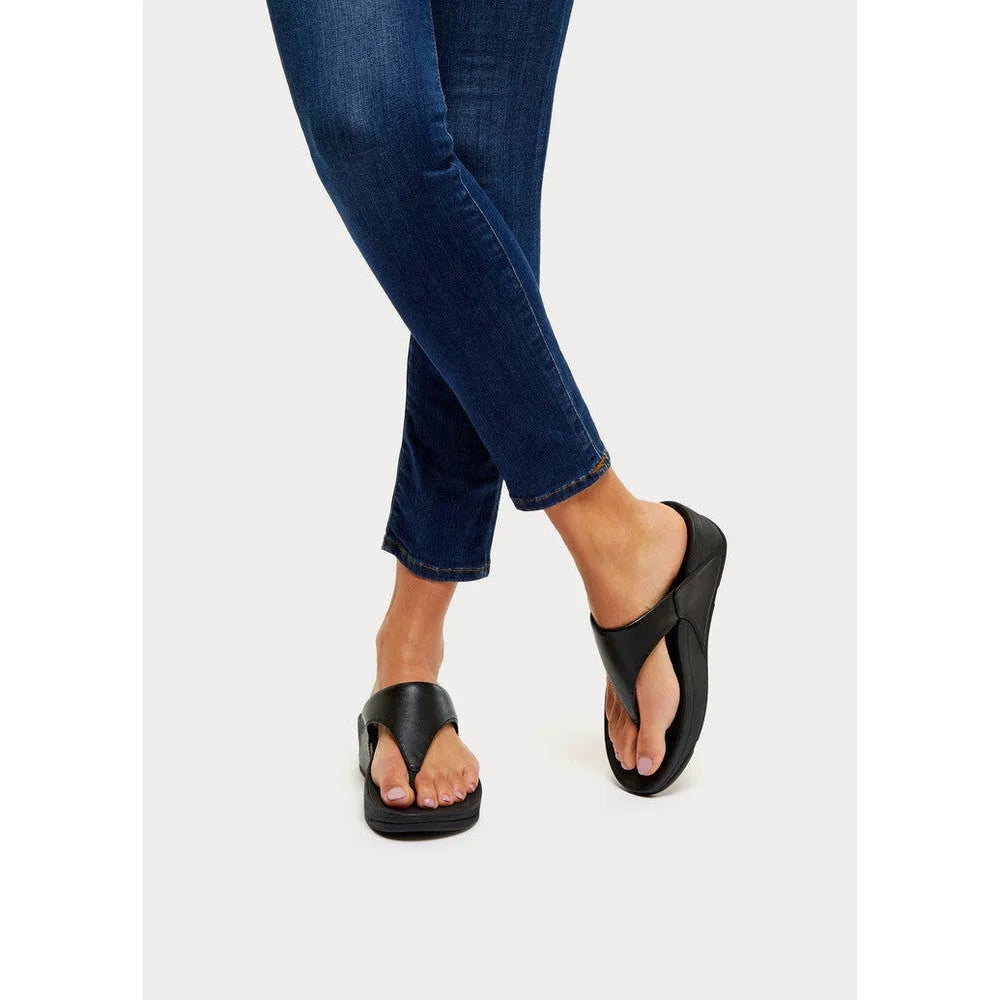 FitFlop I88-001 Lulu Leather Ladies Black Leather Arch Support Toe-Post Sandals-elevate your sole