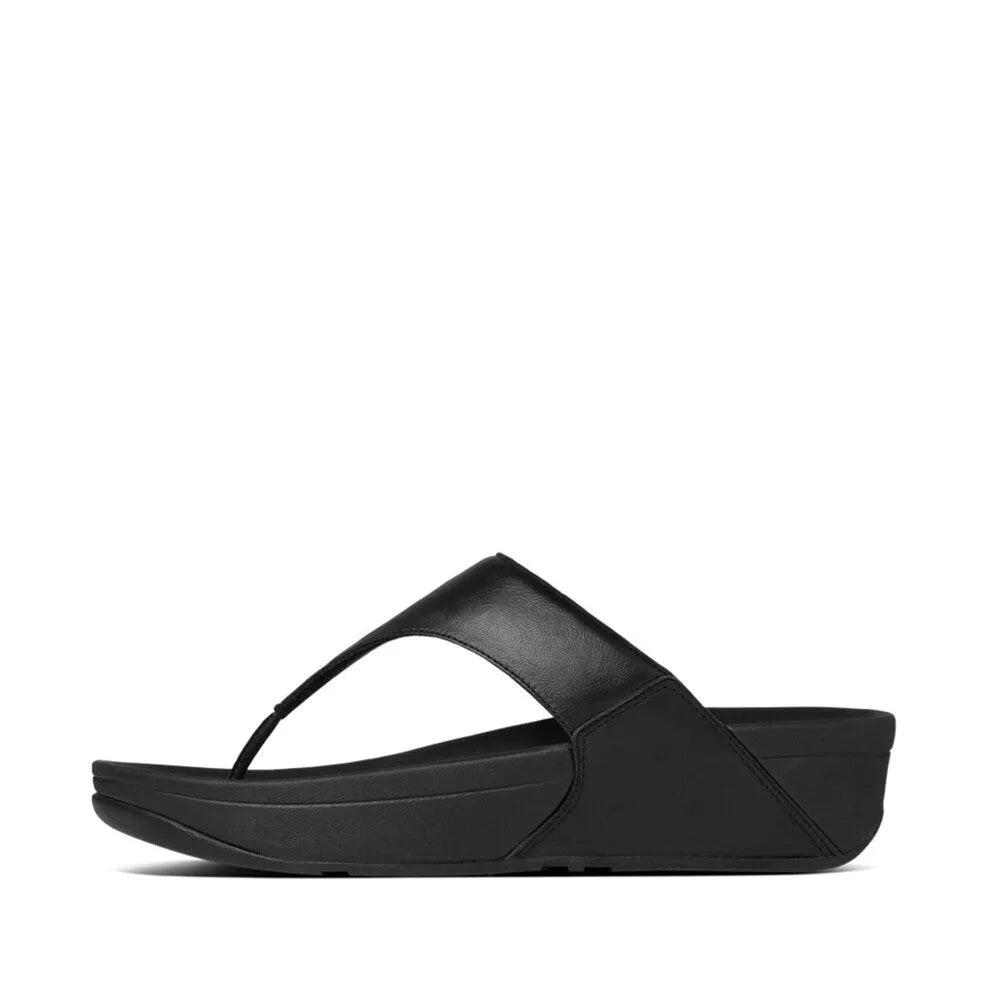 FitFlop I88-001 Lulu Leather Ladies Black Leather Arch Support Toe-Post Sandals-elevate your sole