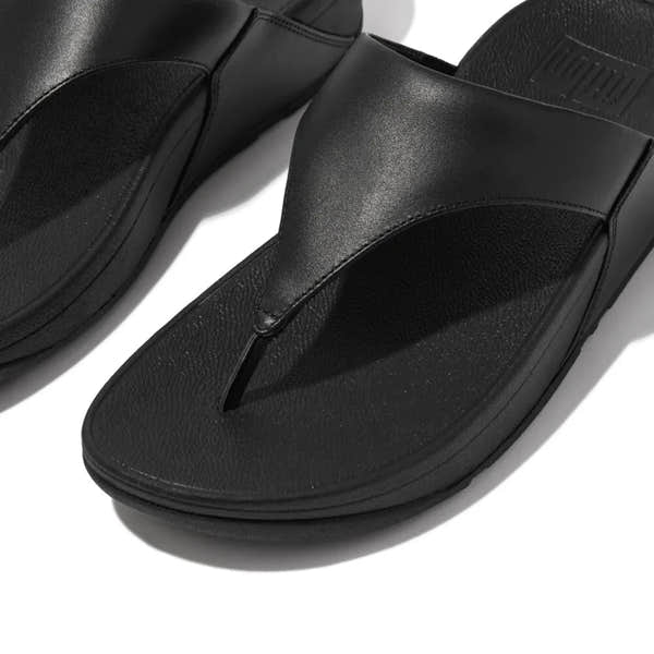 FitFlop I88-001 Lulu Leather Ladies Black Leather Arch Support Toe-Post Sandals-elevate your sole