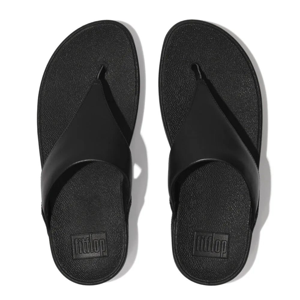 FitFlop I88-001 Lulu Leather Ladies Black Leather Arch Support Toe-Post Sandals-elevate your sole