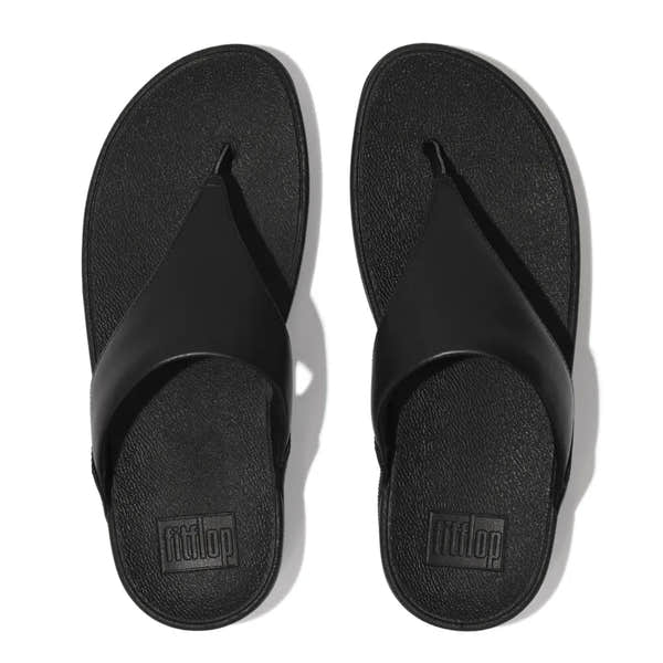 FitFlop I88-001 Lulu Leather Ladies Black Leather Arch Support Toe-Post Sandals-elevate your sole