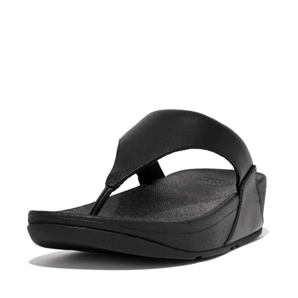 FitFlop I88-001 Lulu Leather Ladies Black Leather Arch Support Toe-Post Sandals-elevate your sole