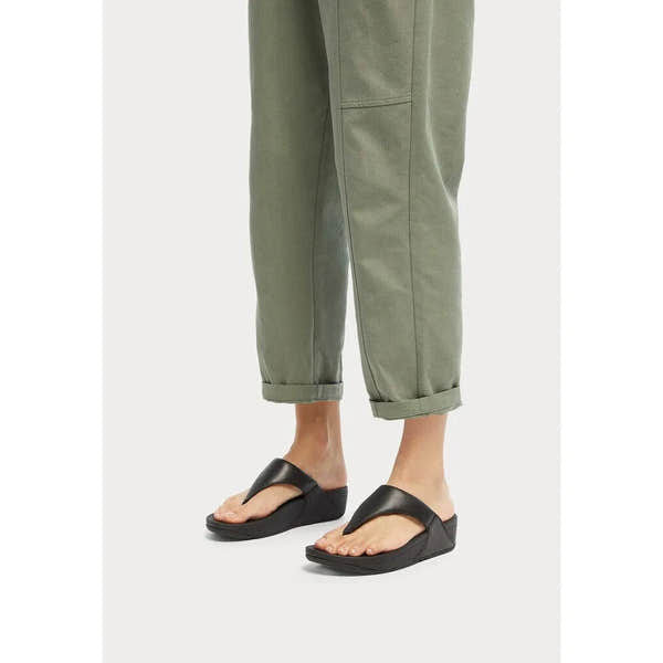 FitFlop I88-001 Lulu Leather Ladies Black Leather Arch Support Toe-Post Sandals-elevate your sole
