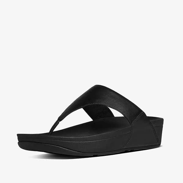 FitFlop I88-001 Lulu Leather Ladies Black Leather Arch Support Toe-Post Sandals-elevate your sole