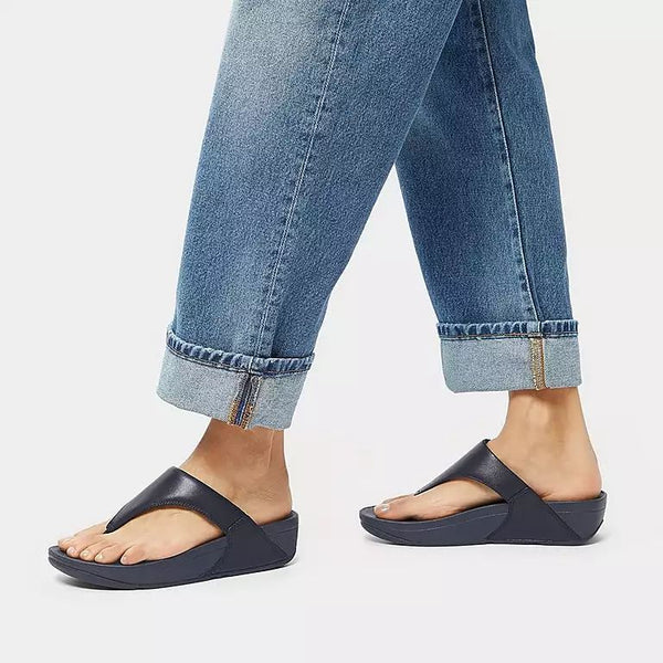 FitFlop I88-A15 Lulu Leather Ladies Deepest Blue Leather Toe Post Sandals-elevate your sole