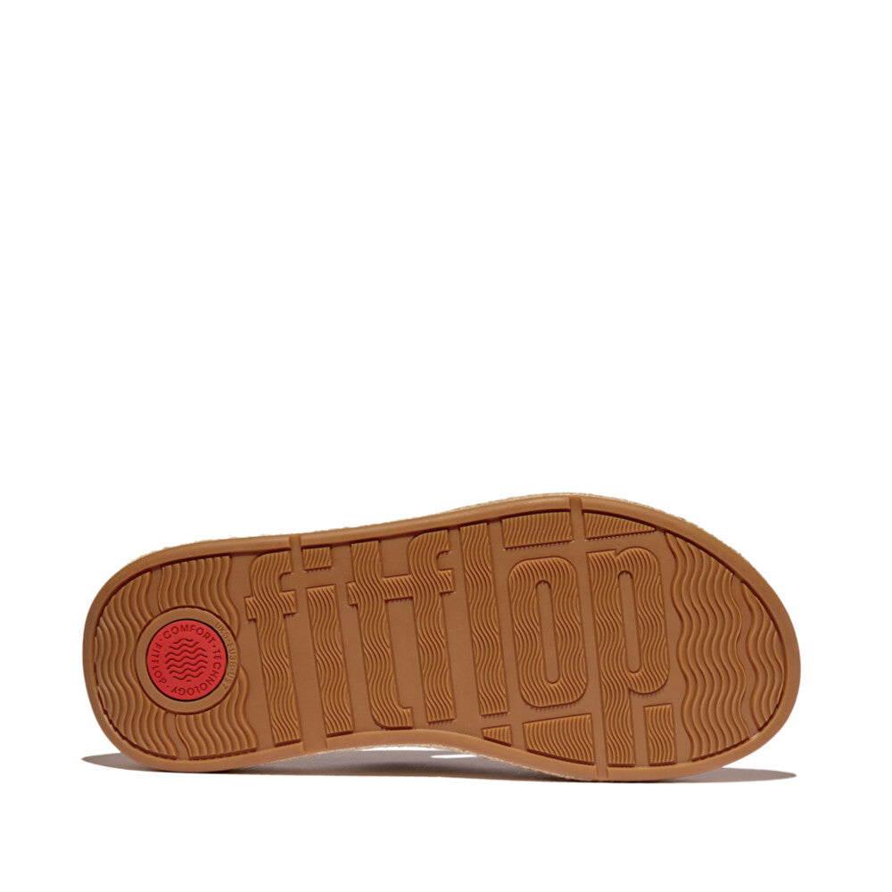 FitFlop IV5-194 F-Mode white leather slip-on espadrille sandals with cushioned sole and 
