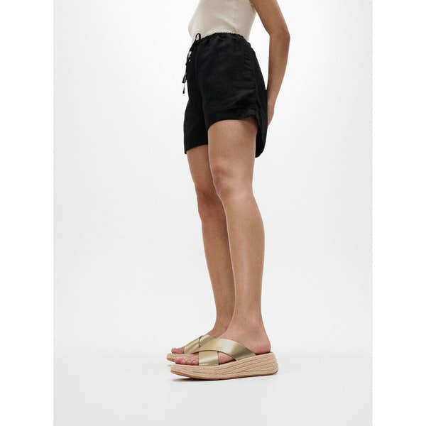 FitFlop IV5-675 F-Mode Espadrille women's platinum leather slip-on platform sandals.