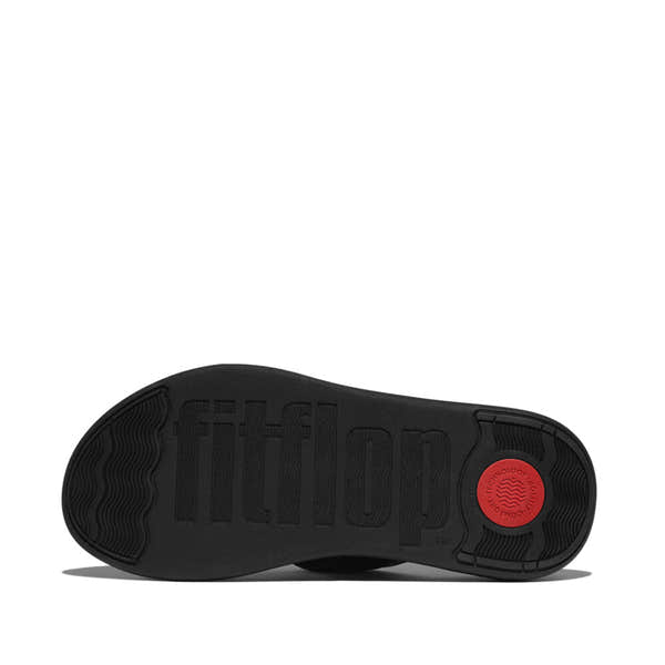 FitFlop F-Mode Go women's black touch fastening sandals with cushioned sole and slip-resistant outsole.