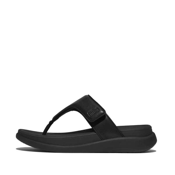 FitFlop Ladies Black F-Mode Go Touch Fastening Sandals, ergonomic slip-on with adjustable strap and cushioned sole.