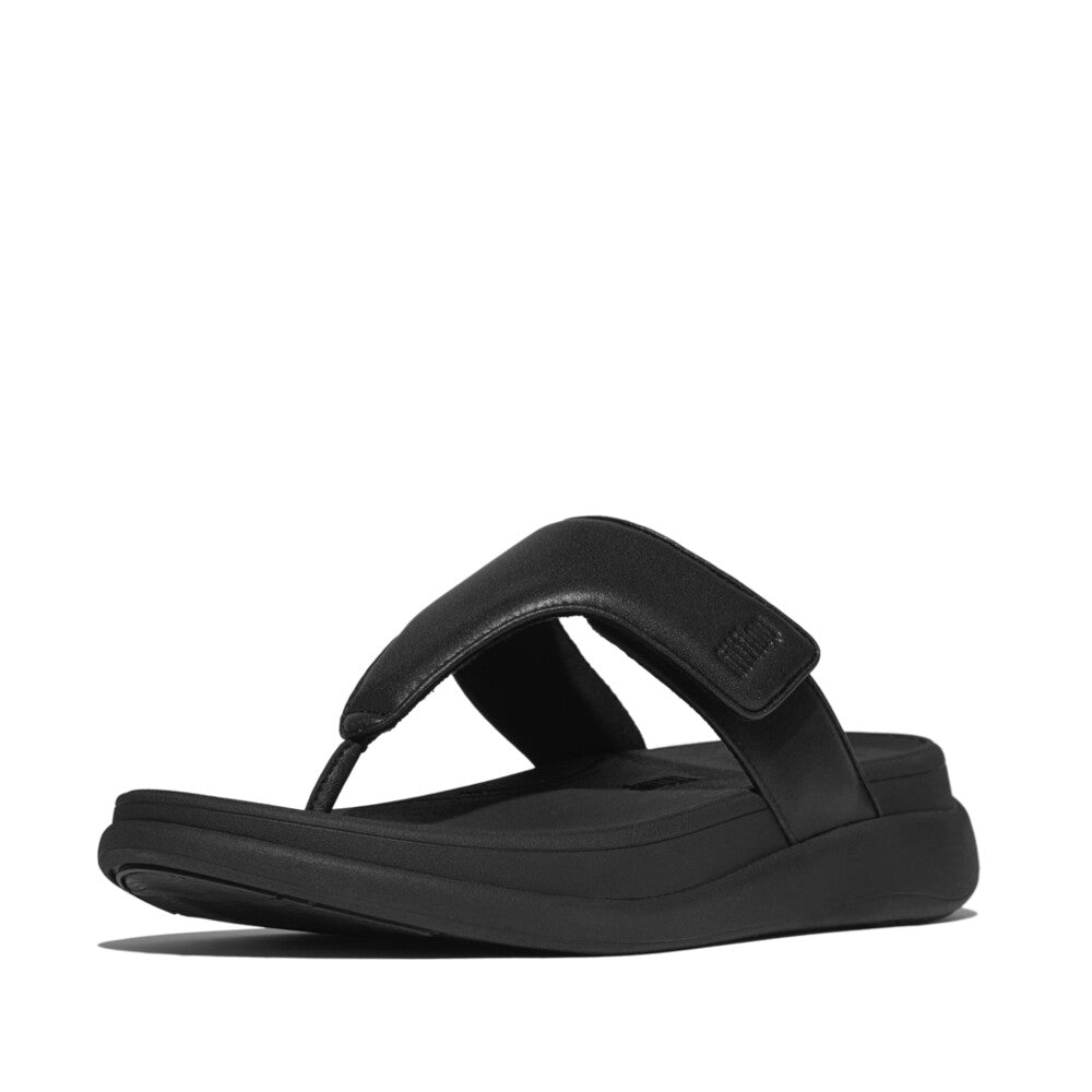 FitFlop F-Mode Go Ladies Black Touch Fastening Sandals, cushioned sole with adjustable strap for comfort and support.