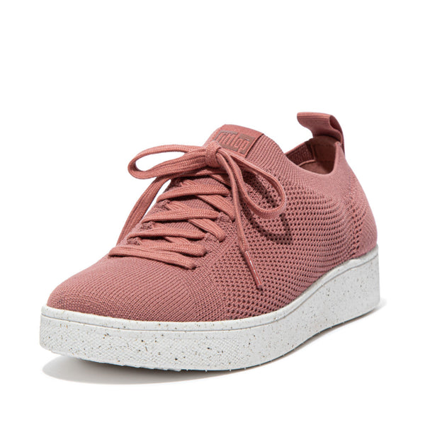 FitFlop Rally e01 FB6-955 Ladies Warm Rose Textile Lace Up Trainers-elevate your sole
