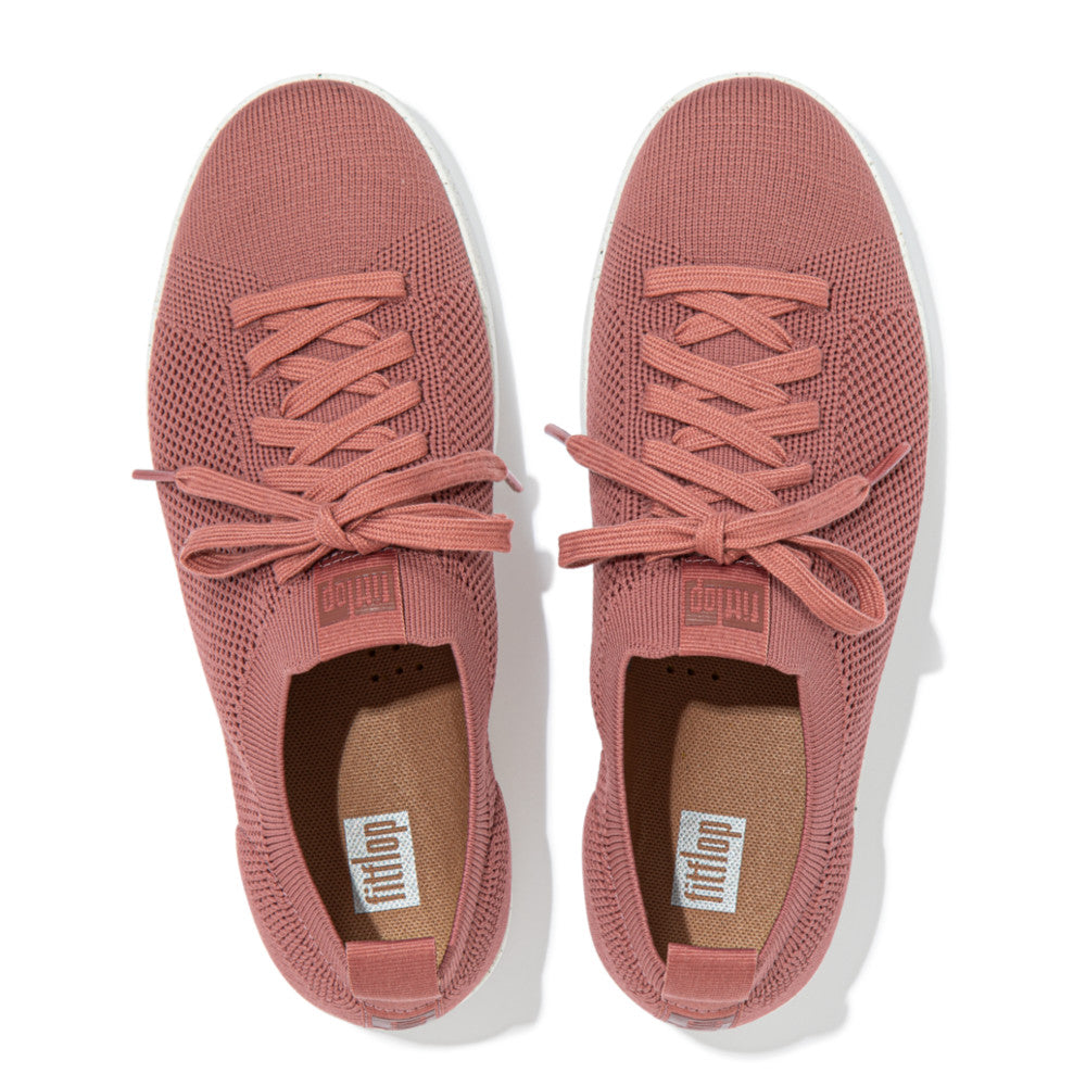 FitFlop Rally e01 FB6-955 Ladies Warm Rose Textile Lace Up Trainers-elevate your sole