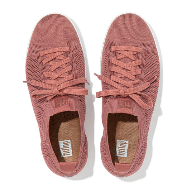 FitFlop Rally e01 FB6-955 Ladies Warm Rose Textile Lace Up Trainers-elevate your sole