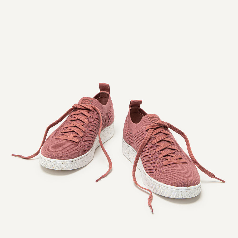 FitFlop Rally e01 FB6-955 Ladies Warm Rose Textile Lace Up Trainers-elevate your sole