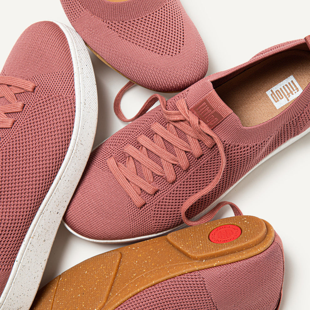 FitFlop Rally e01 FB6-955 Ladies Warm Rose Textile Lace Up Trainers-elevate your sole
