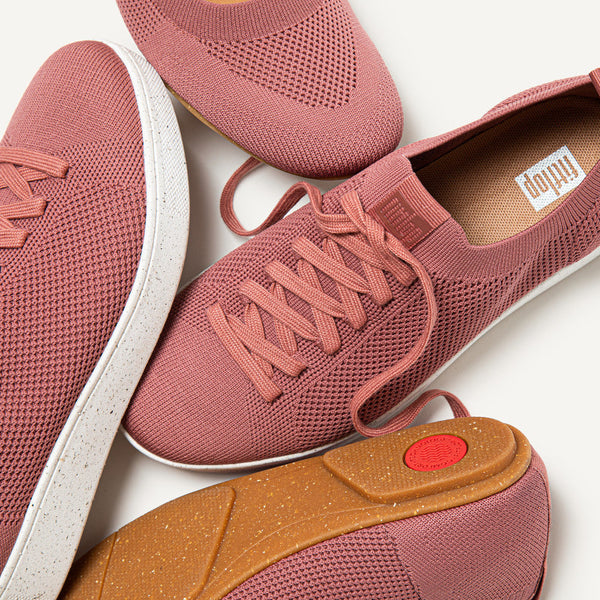FitFlop Rally e01 FB6-955 Ladies Warm Rose Textile Lace Up Trainers-elevate your sole